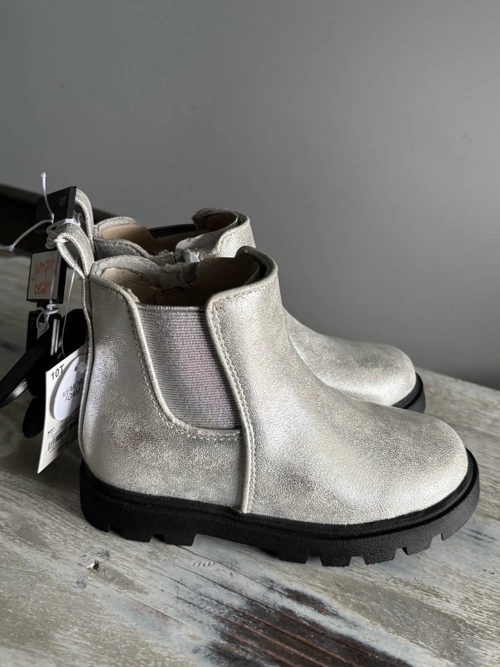 NWT Jumping Beans Silver Metallic Toddler Boots 10T